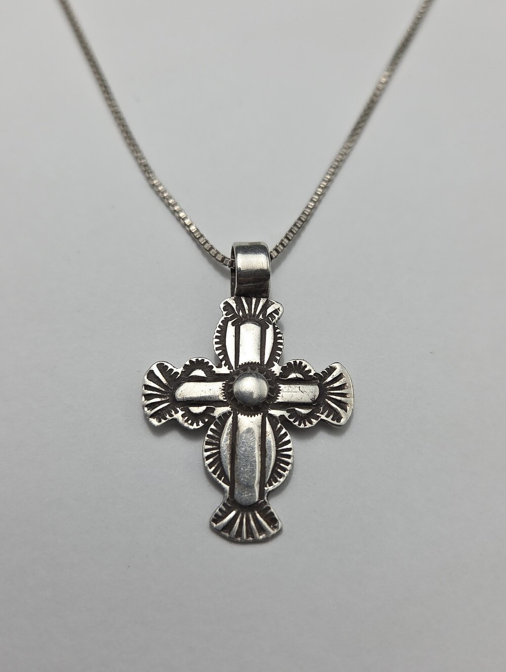 Vintage Navajo Sterling Silver Cross Necklace